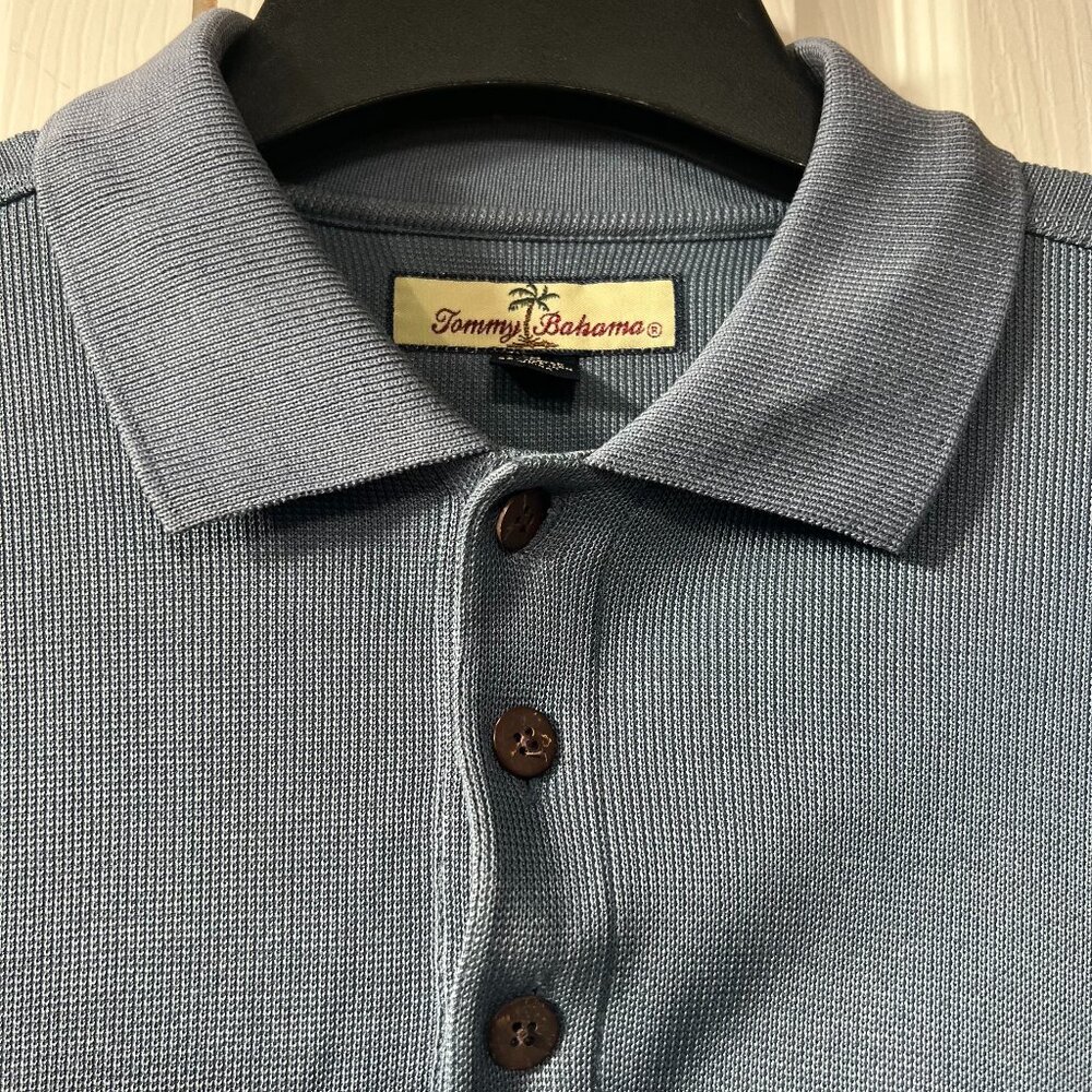Tommy Bahama Cotton/Silk Knit Pullover Sweater Men M Blue Casual Preppy Classic